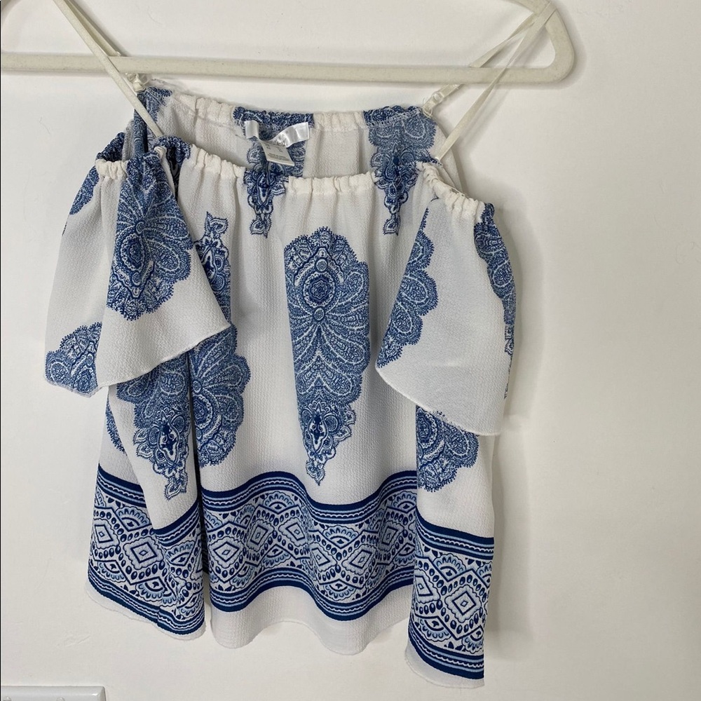 White and blue top